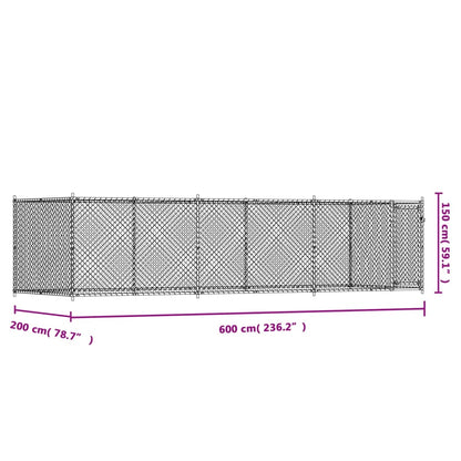 Dog Cage with Door Grey 6x2x1.5 m Galvanised Steel