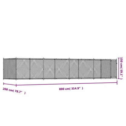 Dog Cage with Door Grey 8x2x1,5 m Galvanised Steel
