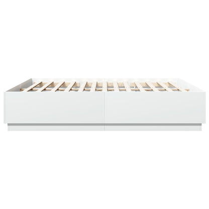 Bed Frame with LED without Mattress White 200x200 cm