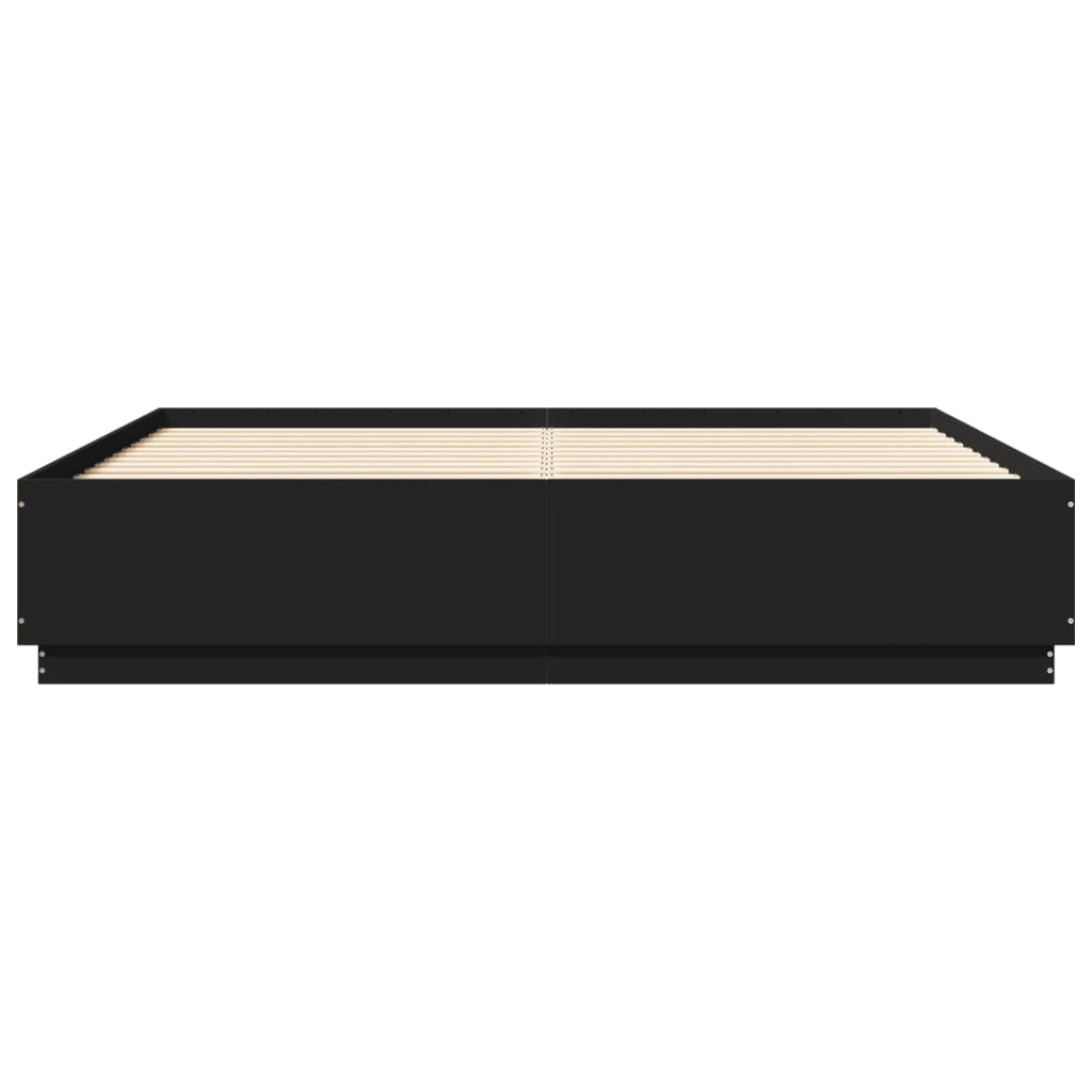 Bed Frame with LED without Mattress Black 200x200 cm