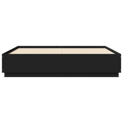 Bed Frame with LED without Mattress Black 200x200 cm