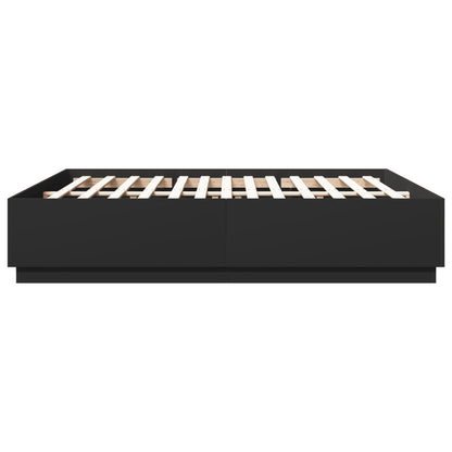 Bed Frame with LED without Mattress Black 200x200 cm