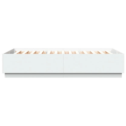 Bed Frame with LED without Mattress White 150x200 cm King Size