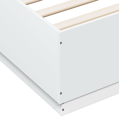 Bed Frame with LED without Mattress White 150x200 cm King Size