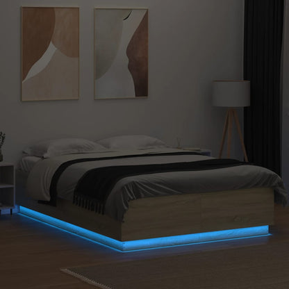 Bed Frame with LED without Mattress Sonoma Oak 150x200 cm