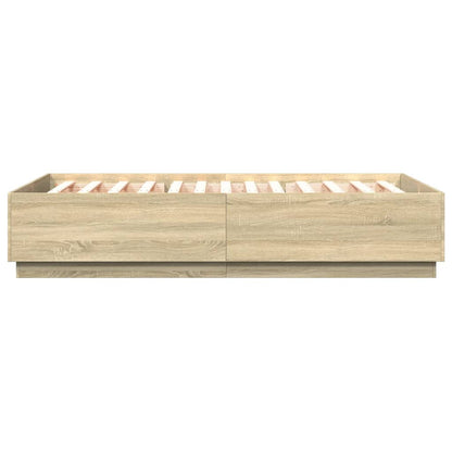 Bed Frame with LED without Mattress Sonoma Oak 150x200 cm King Size