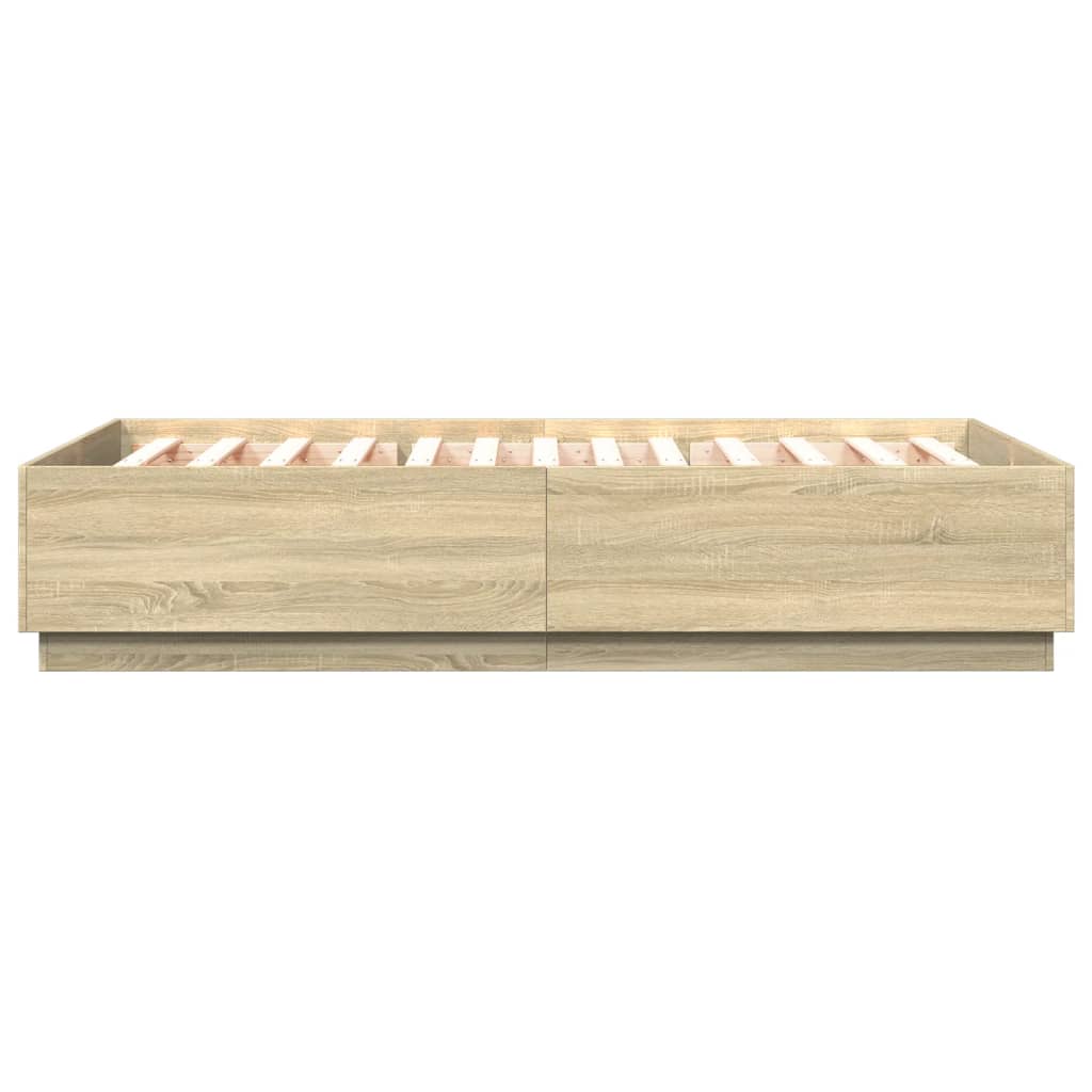 Bed Frame with LED without Mattress Sonoma Oak 150x200 cm King Size