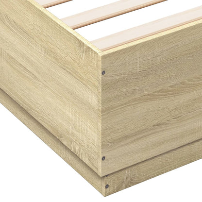 Bed Frame with LED without Mattress Sonoma Oak 150x200 cm King Size