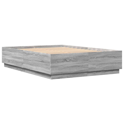 Bed Frame with LED without Mattress Grey Sonoma 140x200 cm