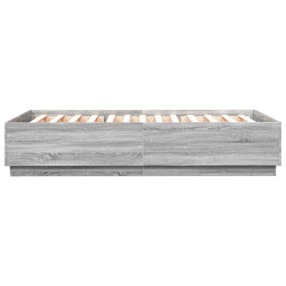 Bed Frame with LED without Mattress Grey Sonoma 140x200 cm