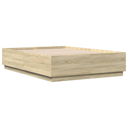 Bed Frame with LED without Mattress Sonoma Oak 120x200 cm