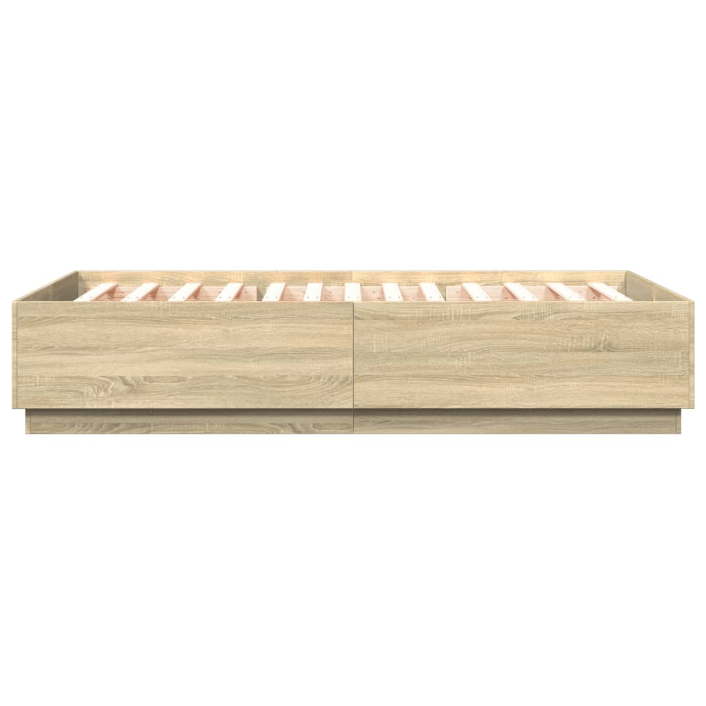 Bed Frame with LED without Mattress Sonoma Oak 120x200 cm