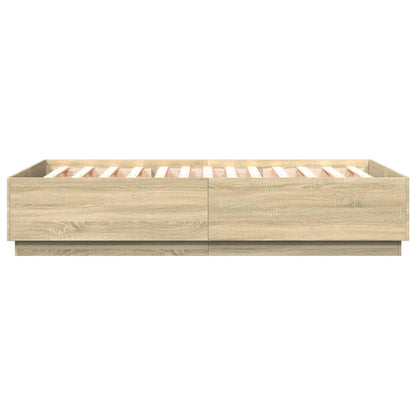 Bed Frame with LED without Mattress Sonoma Oak 120x200 cm