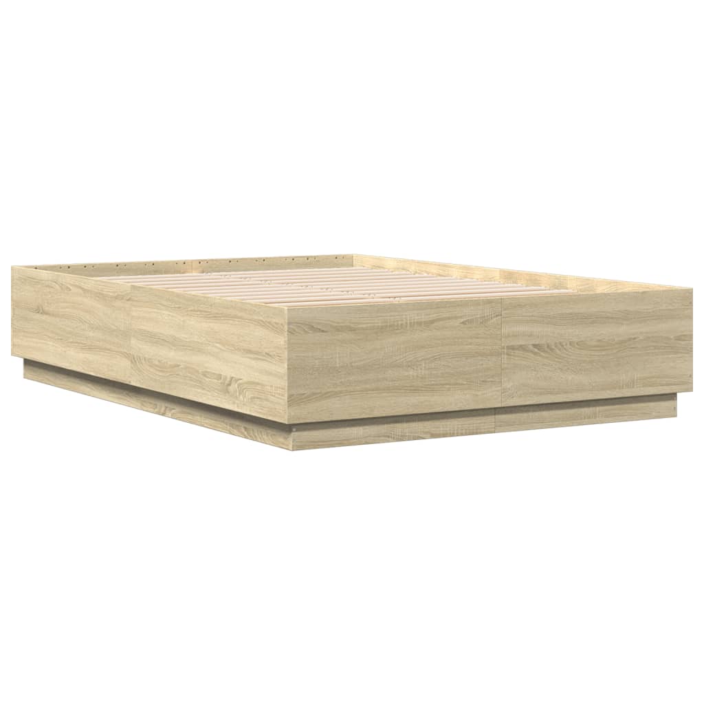 Bed Frame with LED without Mattress Sonoma Oak 120x200 cm