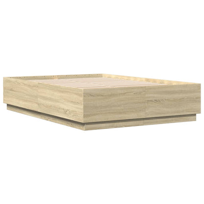 Bed Frame with LED without Mattress Sonoma Oak 120x200 cm