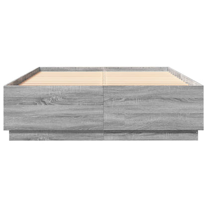 Bed Frame with LED without Mattress Grey Sonoma 120x200 cm
