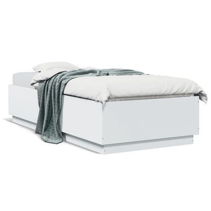 Bed Frame with LED without Mattress White 100x200 cm