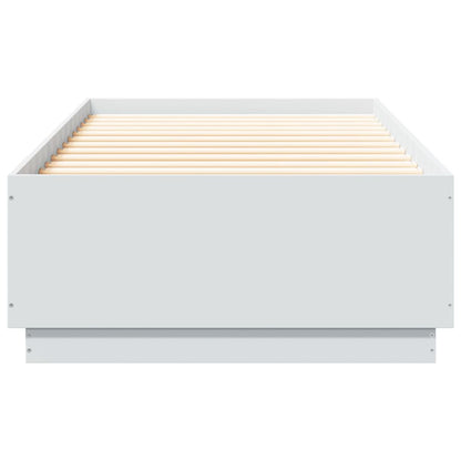 Bed Frame with LED without Mattress White 100x200 cm