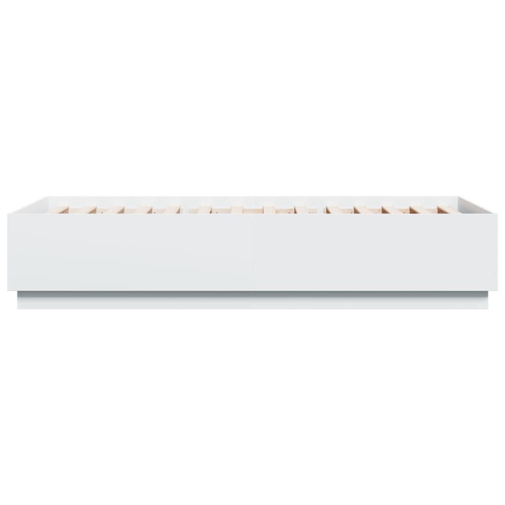 Bed Frame with LED without Mattress White 100x200 cm