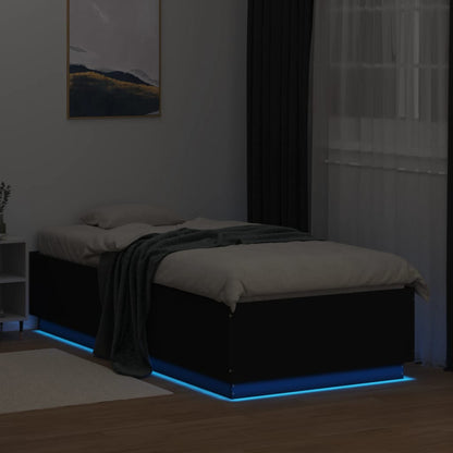 Bed Frame with LED without Mattress Black 100x200 cm