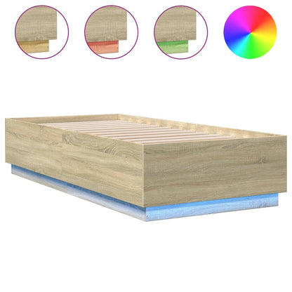 Bed Frame with LED without Mattress Sonoma Oak 100x200 cm