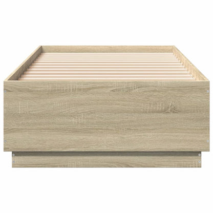 Bed Frame with LED without Mattress Sonoma Oak 100x200 cm