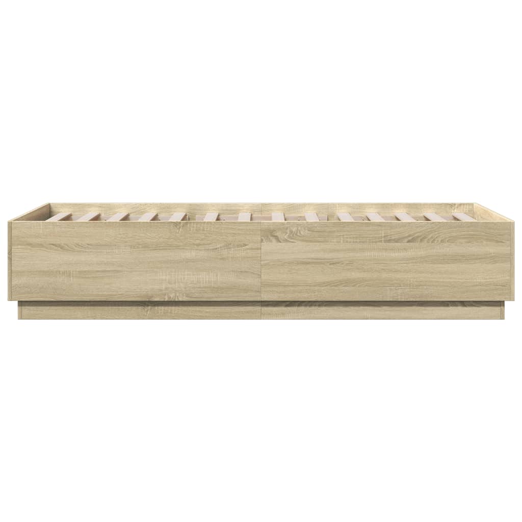 Bed Frame with LED without Mattress Sonoma Oak 100x200 cm