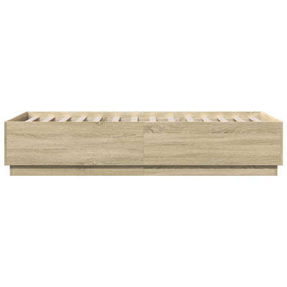 Bed Frame with LED without Mattress Sonoma Oak 100x200 cm