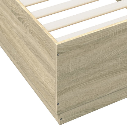 Bed Frame with LED without Mattress Sonoma Oak 100x200 cm