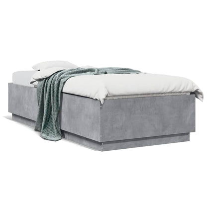 Bed Frame with LED without Mattress Concrete Grey 100x200 cm