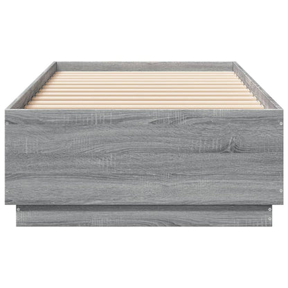 Bed Frame with LED without Mattress Grey Sonoma 100x200 cm