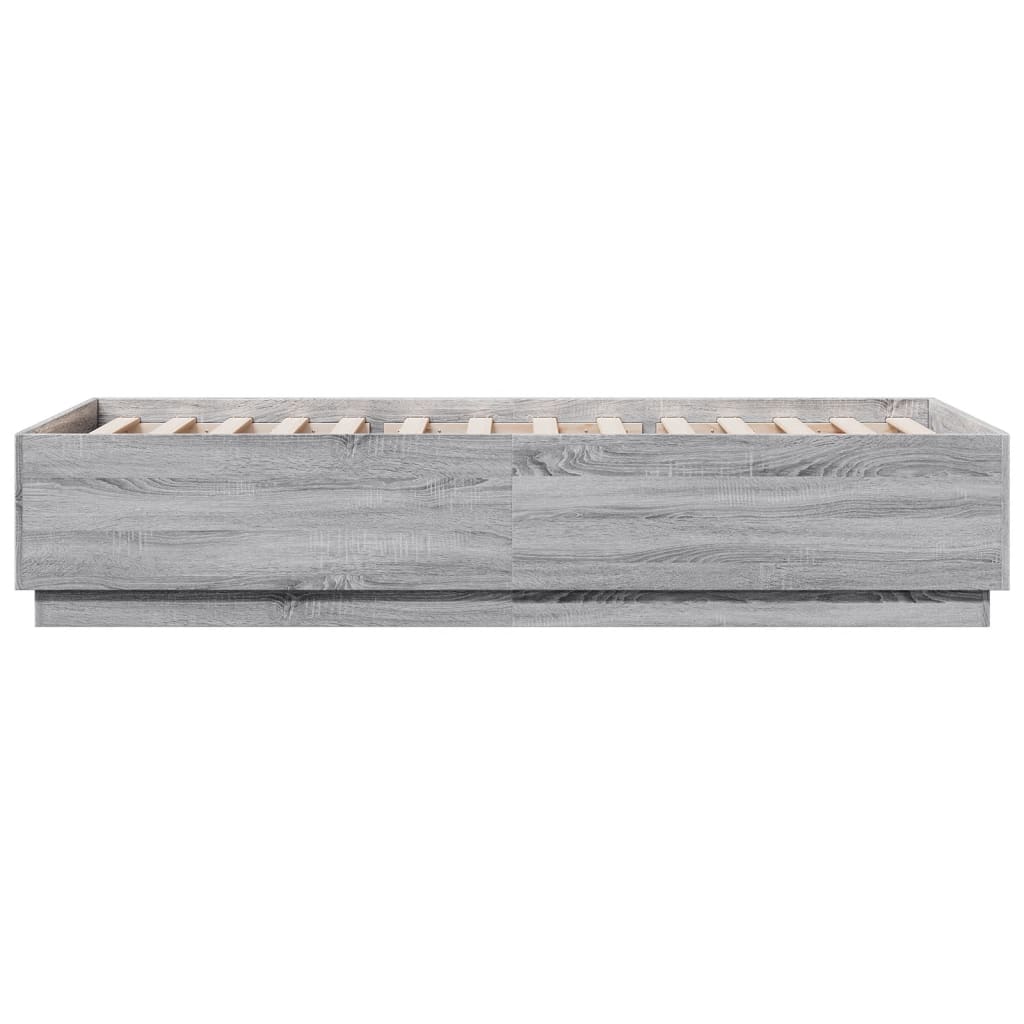 Bed Frame with LED without Mattress Grey Sonoma 100x200 cm