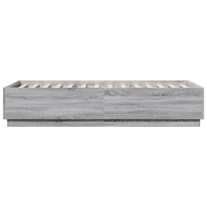 Bed Frame with LED without Mattress Grey Sonoma 100x200 cm