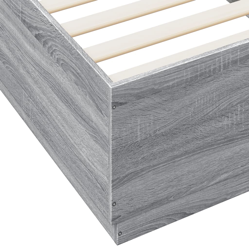 Bed Frame with LED without Mattress Grey Sonoma 100x200 cm
