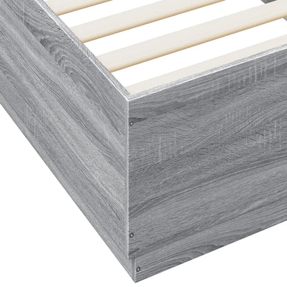Bed Frame with LED without Mattress Grey Sonoma 100x200 cm