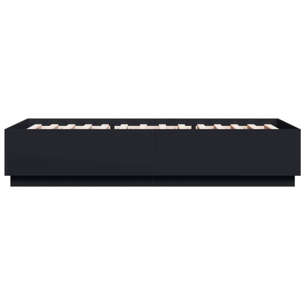 Bed Frame with LED without Mattress Black 90x200 cm
