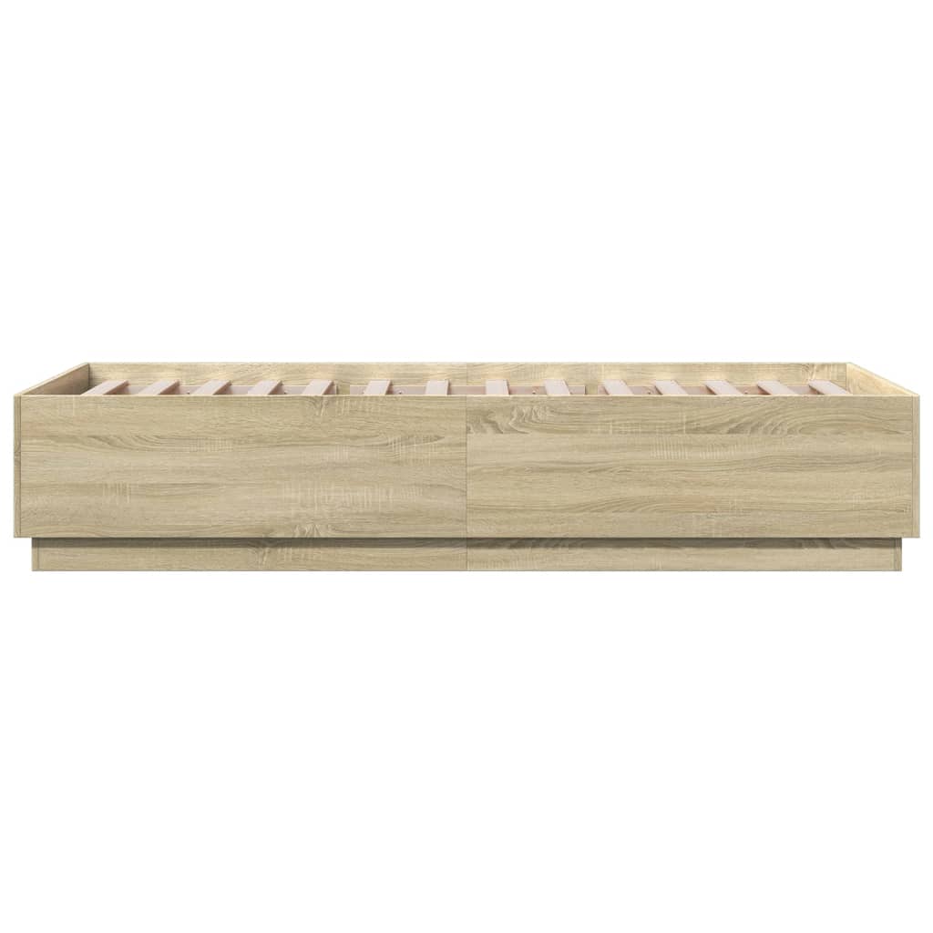 Bed Frame with LED without Mattress Sonoma Oak 90x200 cm