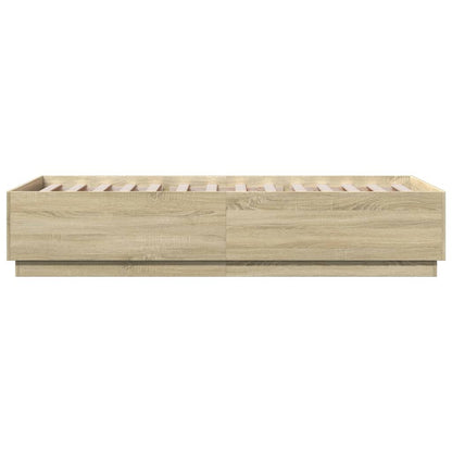 Bed Frame with LED without Mattress Sonoma Oak 90x200 cm