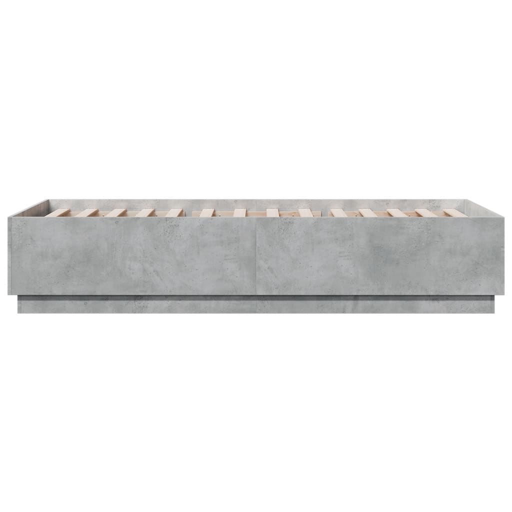Bed Frame with LED without Mattress Concrete Grey 90x200 cm
