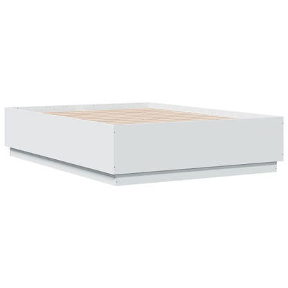 Bed Frame with LED without Mattress White 135x190 cm