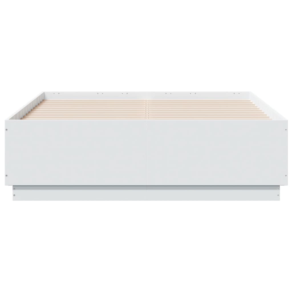 Bed Frame with LED without Mattress White 135x190 cm Double