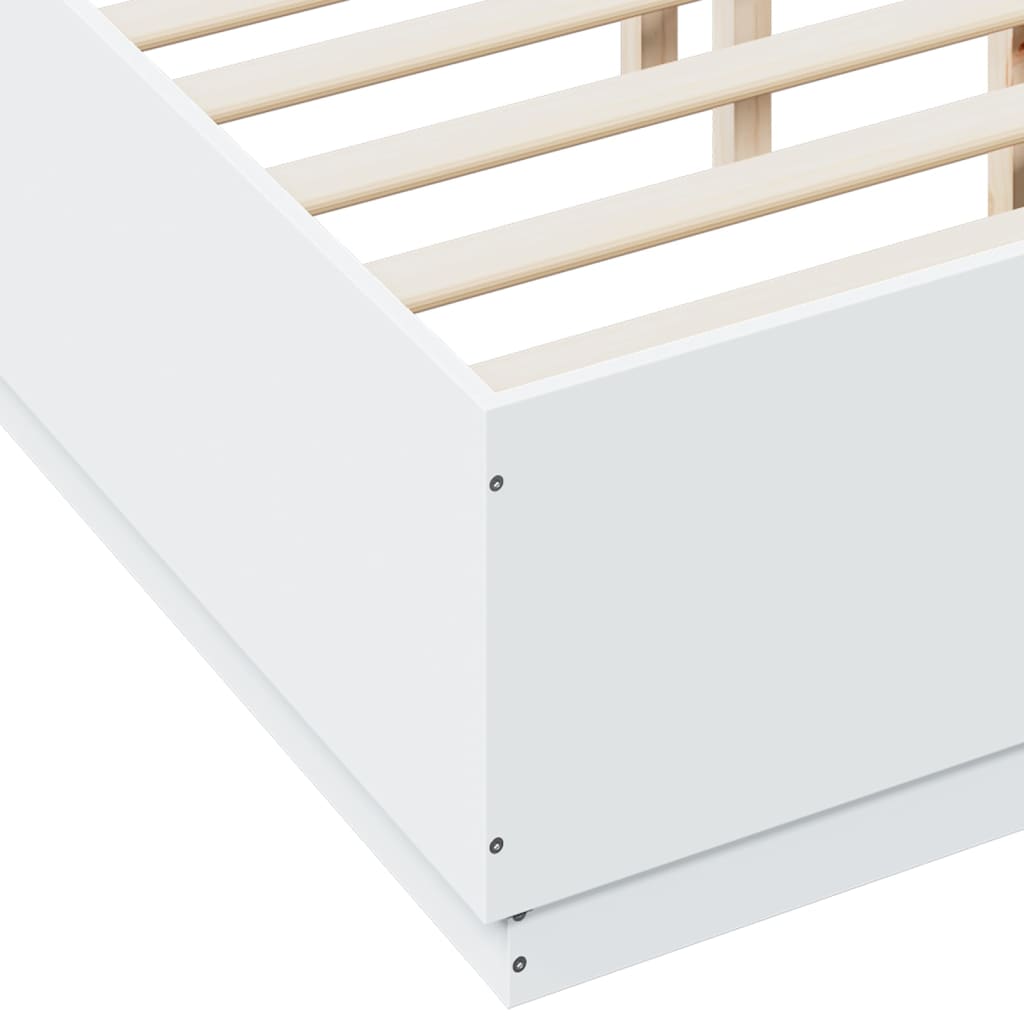 Bed Frame with LED without Mattress White 135x190 cm Double
