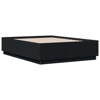 Bed Frame with LED without Mattress Black 120x190 cm Small Double