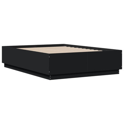 Bed Frame with LED without Mattress Black 120x190 cm Small Double