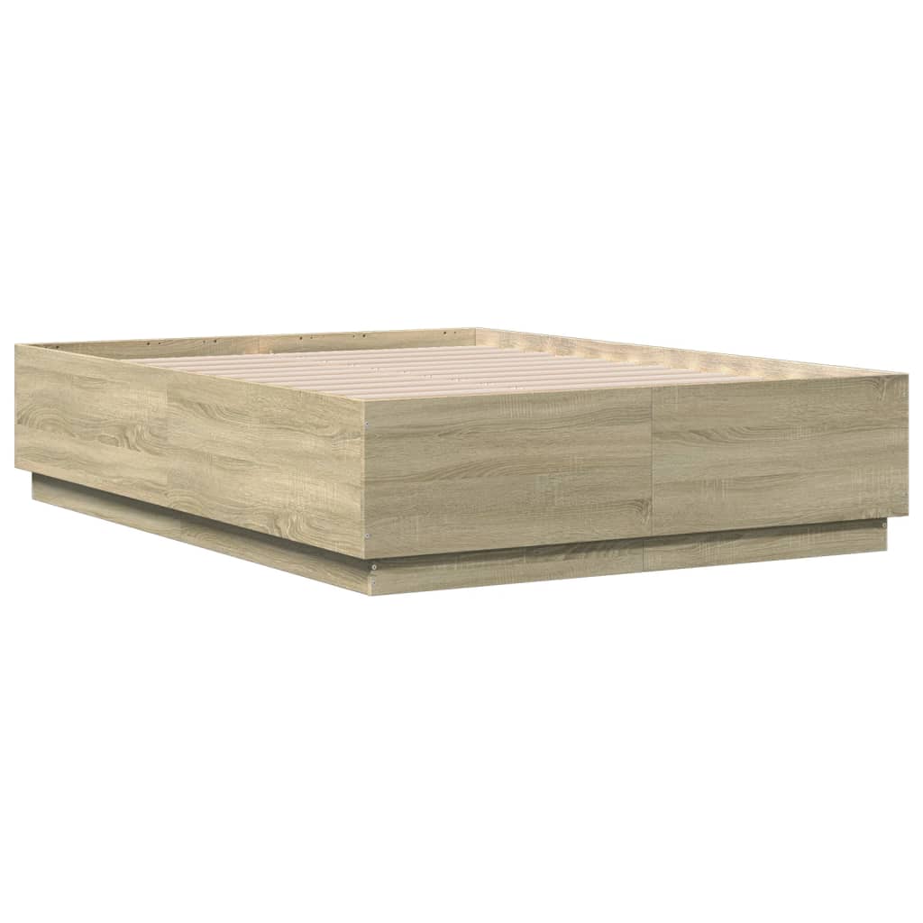 Bed Frame with LED without Mattress Sonoma Oak 120x190 cm