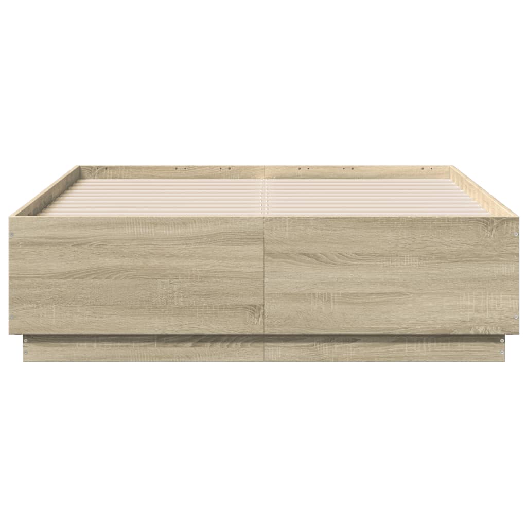 Bed Frame with LED without Mattress Sonoma Oak 120x190 cm