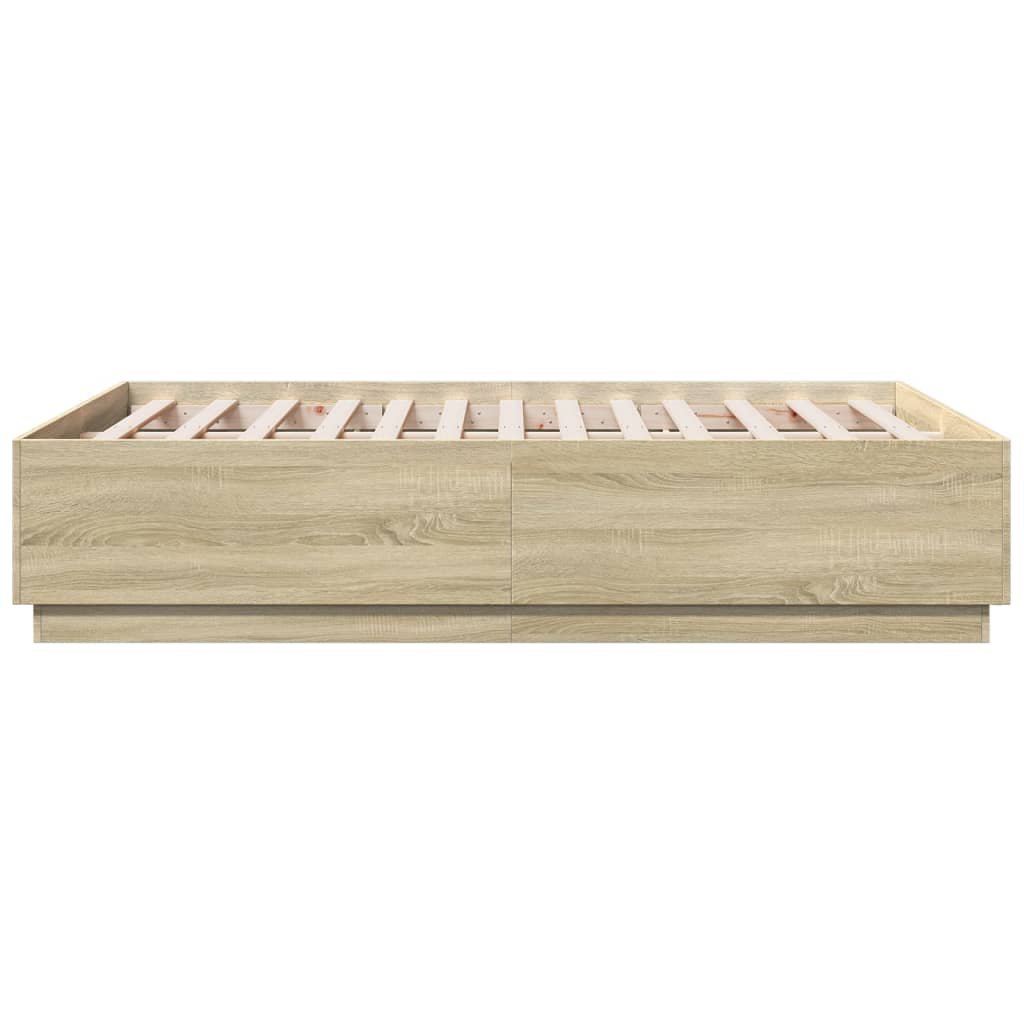 Bed Frame with LED without Mattress Sonoma Oak 120x190 cm
