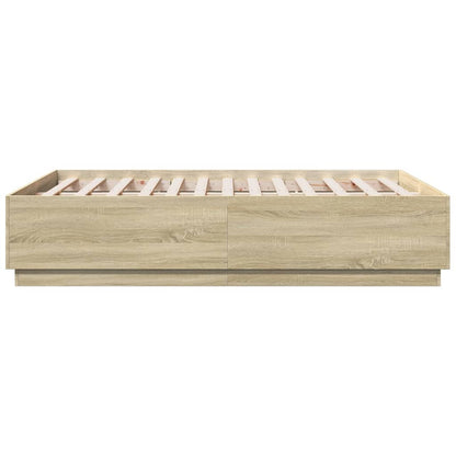 Bed Frame with LED without Mattress Sonoma Oak 120x190 cm