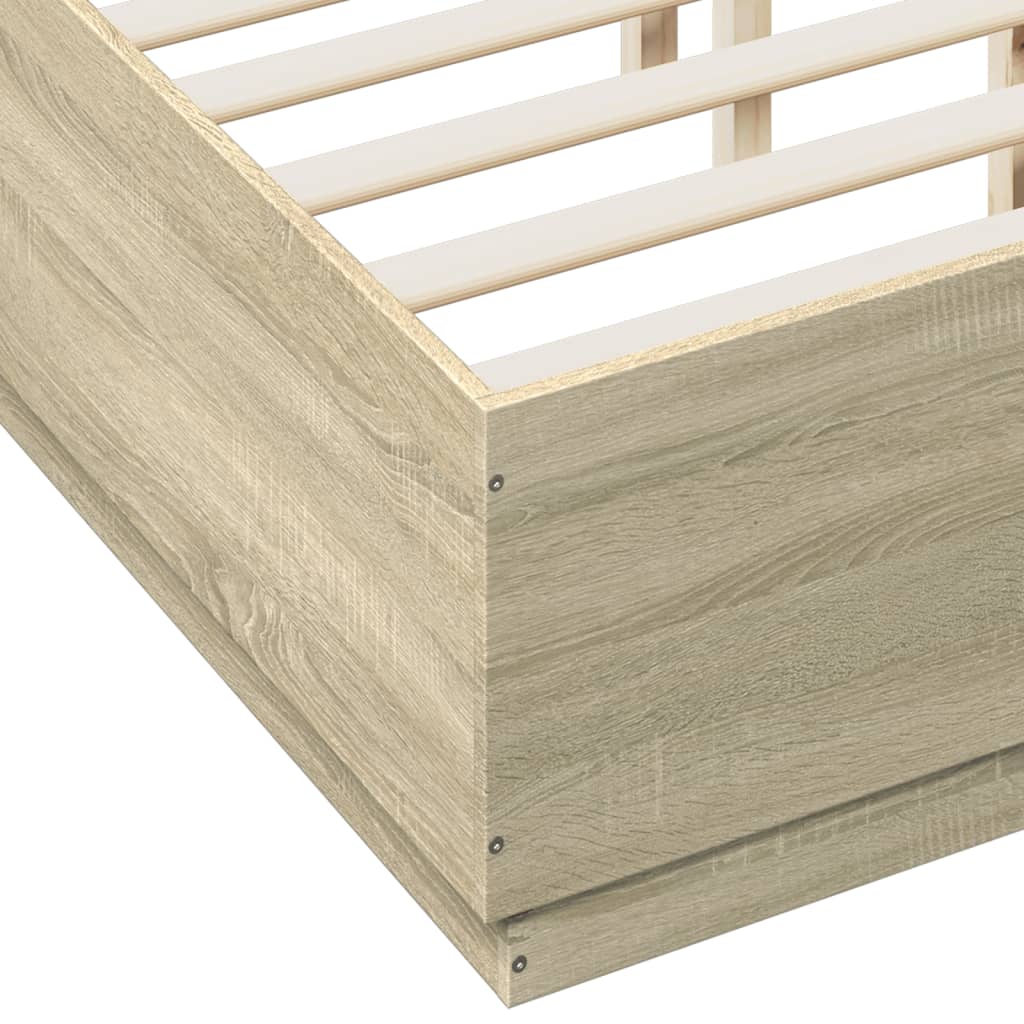 Bed Frame with LED without Mattress Sonoma Oak 120x190 cm