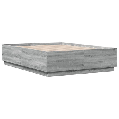 Bed Frame with LED without Mattress Grey Sonoma 120x190 cm